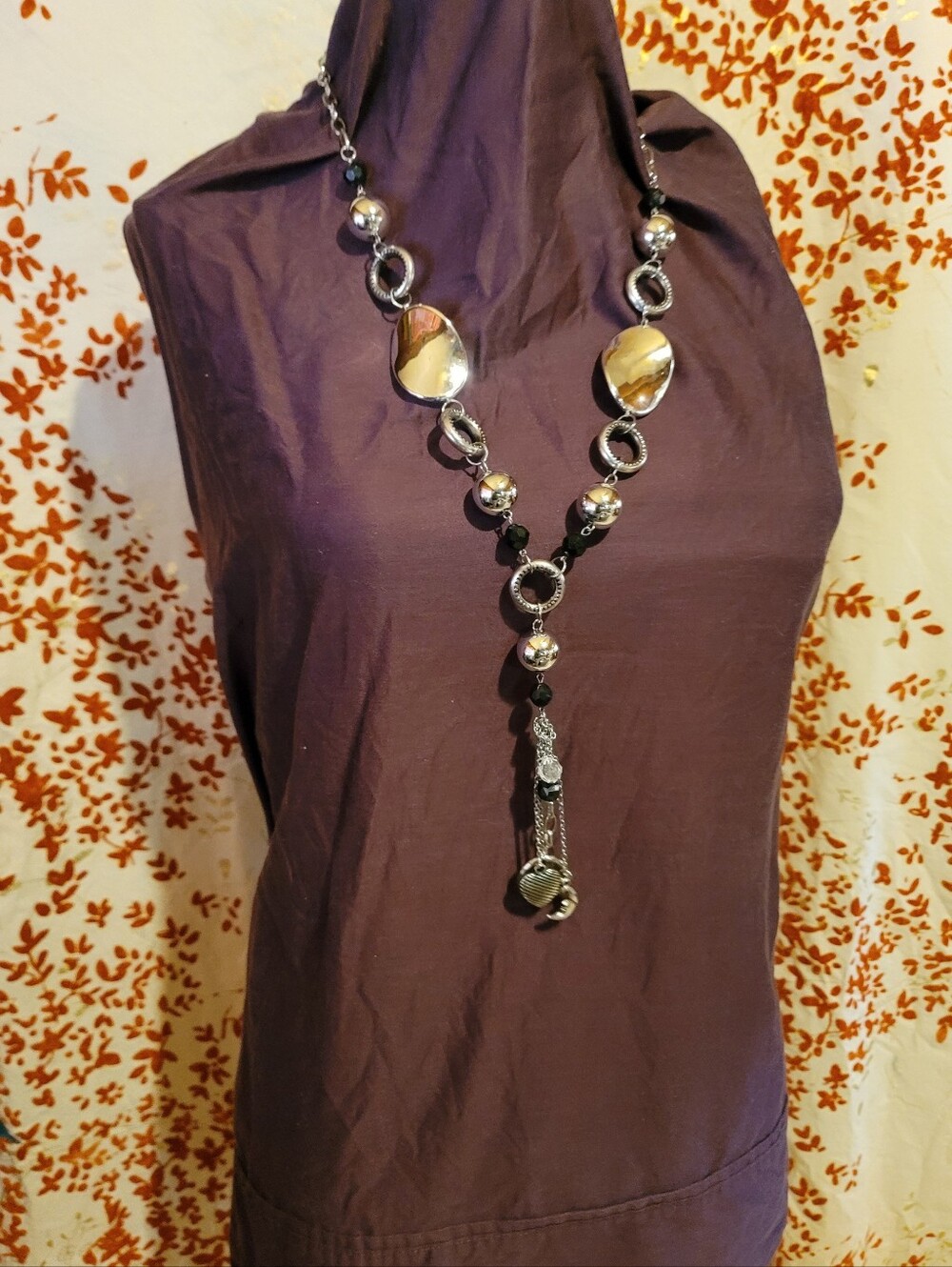 Silver-Tone 'Total Eclipse Of The Heart' Y-Necklace With Charms